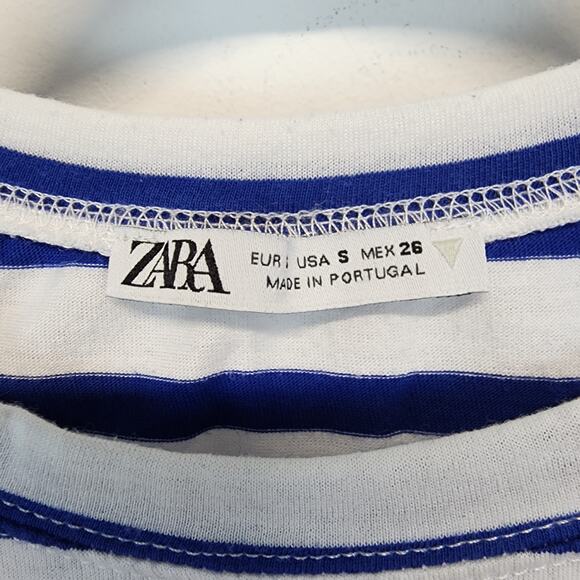 Zara Wheres Waldo T-shirt Size S Blue Stripe Round Neck Embroidered Geeky Casual - Picture 10 of 10